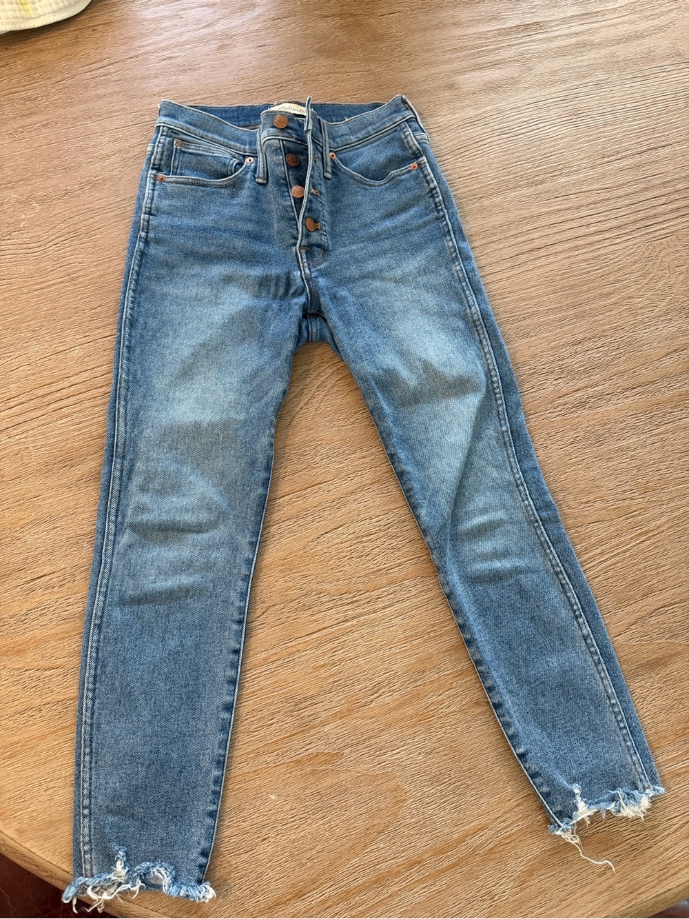 Madewell Button-Fly Cropped Blue Jeans